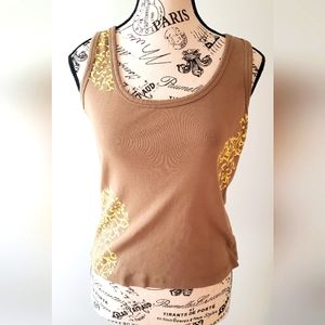 POIVRE BLANC Tank top size M Light brown and floral pattern